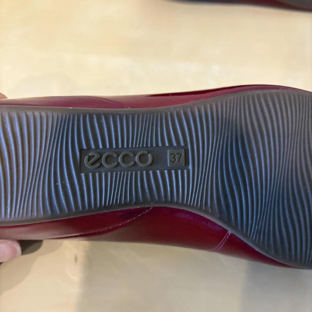 Ecco Shoes Womens Size 37 Ballet Flats Patent Leather Bow Comfort Dressy